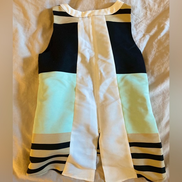 Anthropologie Troubadour Sleeveless Blouse, Size 6P, Black/Green/Cream - Picture 4 of 7